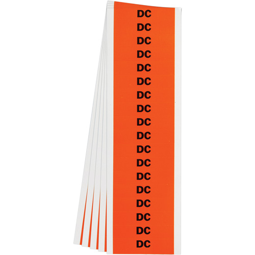 "DC" Conduit & Voltage Labels, 1/2" x 2-1/4", Cloth/Vinyl, English Superchem Industries