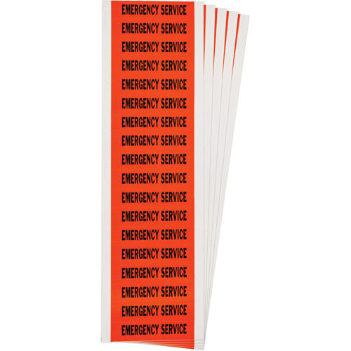 "Emergency Service" Conduit & Voltage Labels, 1/2" x 2-1/4", Cloth/Vinyl, English Superchem Industries