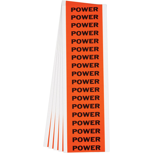 "Power" Conduit & Voltage Labels, 1/2" x 2-1/4", Cloth/Vinyl, English Superchem Industries