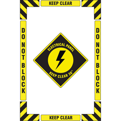 "Electrical Panel" Floor Marking Kit, Adhesive, English with Pictogram Superchem Industries