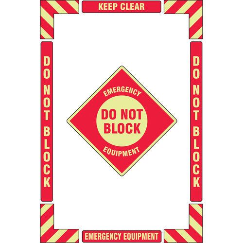 Trousse de marquage du sol ?Emergency Equipment? (&eacute;quipement durgence), Adh&eacute;sif, Anglais avec pictogramme Superchem Industries