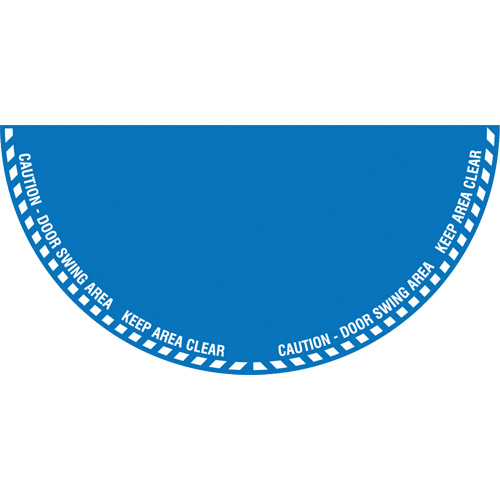 Signalisation au sol ?Caution? (attention) pour porte battante en demi-cercle, Adh&eacute;sif, Anglais avec pictogramme Superchem Industries