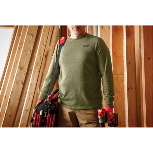 Hybrid Work Tee Shirt, Men's, Small, Green Superchem Industries