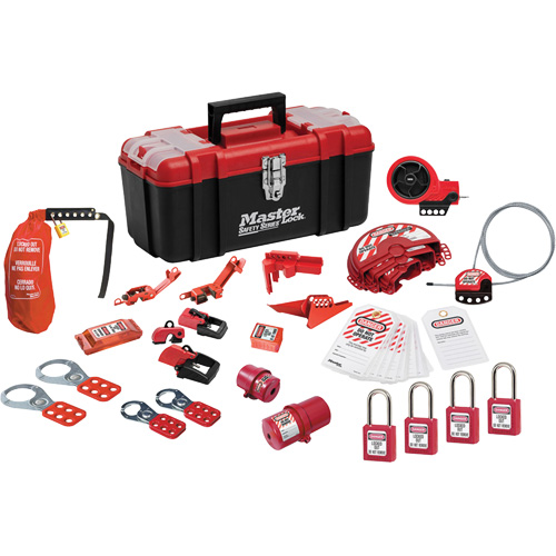 Premier Lockout Kit with Zenex Thermoplastic Locks, Electrical/Valve Kit, 27 Components Superchem Industries