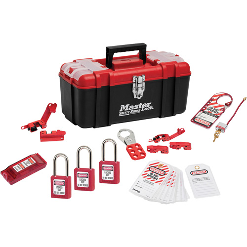 Trousse de cadenassage standard avec cadenas en thermoplastique Zenex, Ensemble &eacute;lectrique, 14 composants compris Superchem Industries