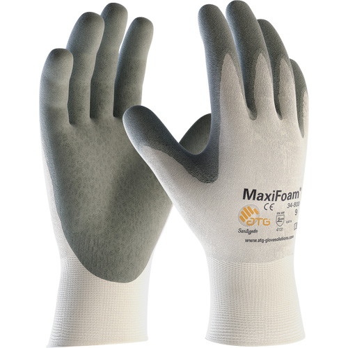 ATG MaxiFoam&reg; Premium Seamless Knit Gloves, Large, Nitrile Coating, 15 Gauge, Nylon Shell Superchem Industries