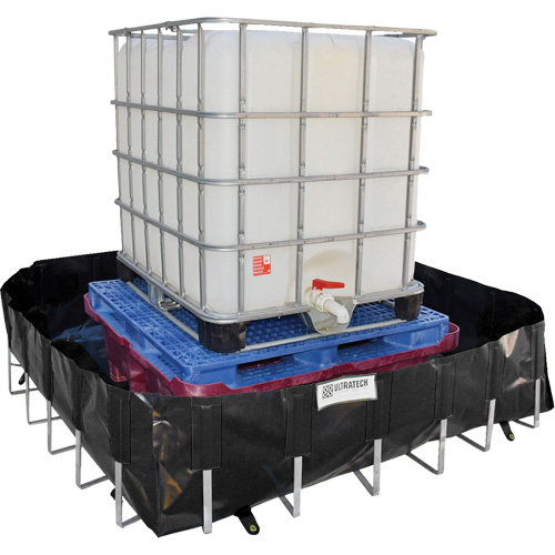 Berme de confinement des d&eacute;versements Ultra-IBC Berm, Capacit&eacute; 400 gal. US, 6' la x 6' lo x 18" h, Support en L Superchem Industries