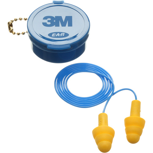 Bouchons d'oreilles pr&eacute;moul&eacute;s E-A-R Ultrafit, Avec cordon, Paire - Boîtier en plastique, 25 dB NRR, Taille unique Superchem Industries