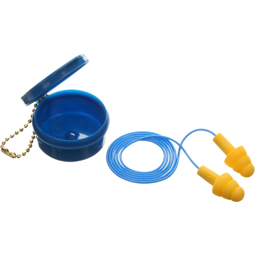 Bouchons d'oreilles pr&eacute;moul&eacute;s E-A-R Ultrafit, Avec cordon, Paire - Boîtier en plastique, 25 dB NRR, Taille unique Superchem Industries