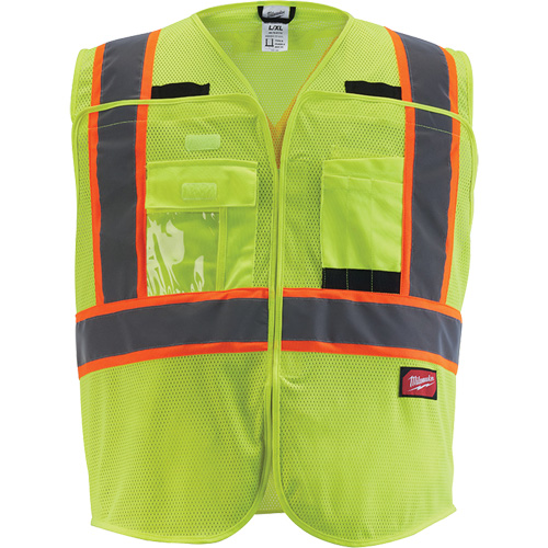 Veste de s&eacute;curit&eacute; pour signaleur, Jaune lime haute visibilit&eacute;, Moyen/Petit Superchem Industries