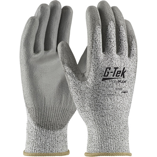 G-Tek&reg; PolyKor&reg; Cut-Resistant Glove, Size X-Small, 13 Gauge, Polyurethane Coated, Engineered Yarn Shell, ANSI/ISEA 105 Level 3 Superchem Industries