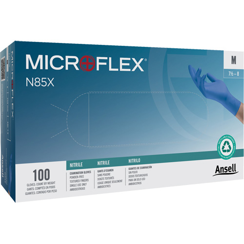 Gants Microflex N85, T-petit, Nitrile, 3,5 mils, Sans poudre, Bleu, Classe 2 Superchem Industries