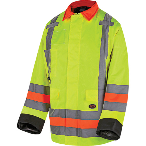 6040 Veste de contr&ocirc;le de la circulation pour l'hiver qu&eacute;b&eacute;cois, Polyester, Jaune lime haute visibilit&eacute;, T-petit Superchem Industries