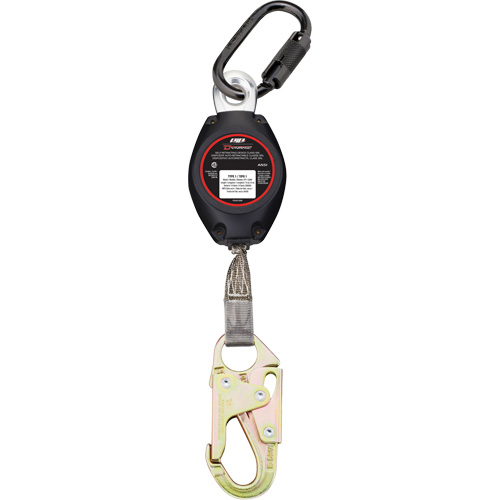 Cordage de s&eacute;curit&eacute; autor&eacute;tractable avec petit mousqueton Dynamic, 7', Polyester, Pivotant Superchem Industries