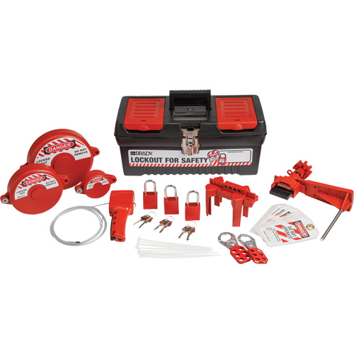 Lockout Tagout Kit with Aluminum Safety Padlocks in Toolbox, Valve Kit, 32 Components Superchem Industries