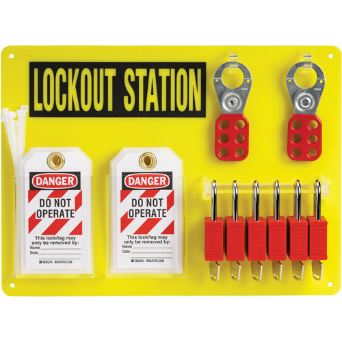 Lockout Board with Keyed Different Nylon Safety Lockout Padlocks, Plastic Padlocks, 6 Padlock Capacity, Padlocks Included Superchem Industries