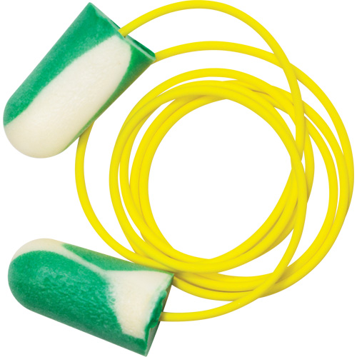 Bouchons d'oreilles biosourc&eacute;s Mega Bullet BioSoft, Vrac - Boîte, Avec cordon Superchem Industries