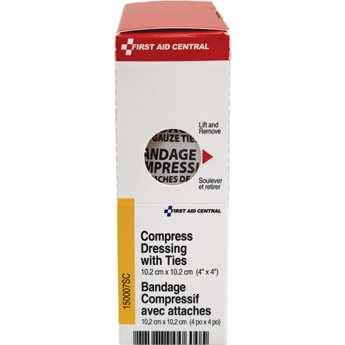 SmartCompliance&reg; Refill Compress Pressure Bandage with Ties, 4" L x 4" W Superchem Industries