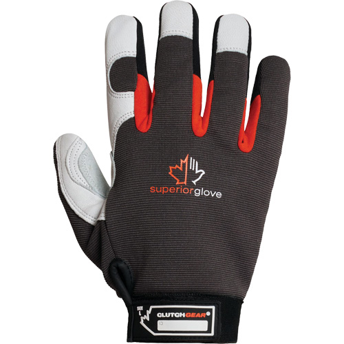 Clutch Gear&reg; Thinsulate Mechanic's Gloves, Grain Goatskin/Split Leather Palm, Size Small/7 Superchem Industries