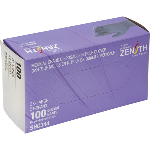 Gants jetables de calibre m&eacute;dical, 2T-Grand, Nitrile, 6 mils, Sans poudre, Noir, Classe 2 Superchem Industries