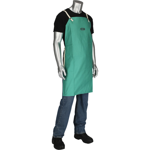 Dynamic Ironcat&reg; FR Cotton Sateen Apron, Bib, Green Superchem Industries