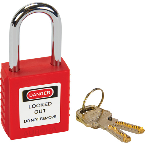 Verrouillage pour les consignations, Cadenas de s&eacute;curit&eacute;, Cl&eacute;s diff&eacute;rentes, Thermoplastique, Largeur de 1-1/2" Superchem Industries