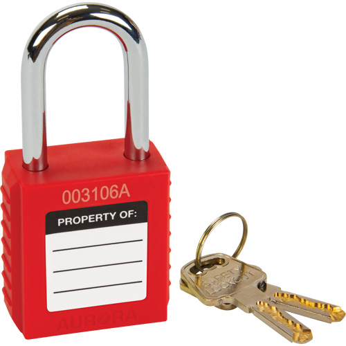 Verrouillage pour les consignations, Cadenas de s&eacute;curit&eacute;, Cl&eacute;s diff&eacute;rentes, Thermoplastique, Largeur de 1-1/2" Superchem Industries