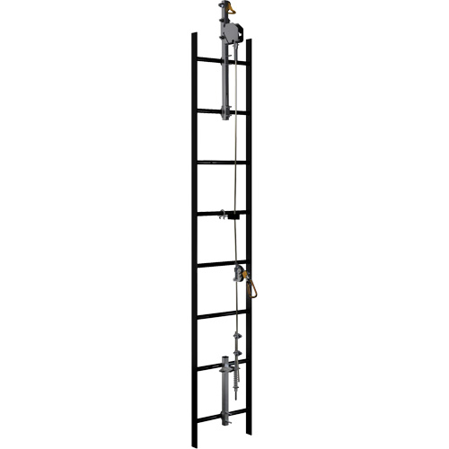 Syst&egrave;me de s&eacute;curit&eacute; verticale &agrave; c&acirc;ble Lad-Saf, Acier inoxydable Superchem Industries