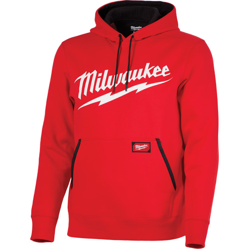Chandail &agrave; capuchon de poids moyen avec logo Milwaukee, Hommes, Petit, Rouge Superchem Industries