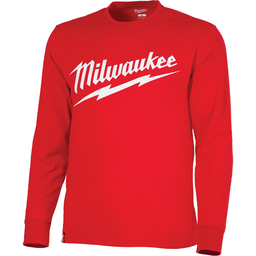 Chandail &agrave; manches longues tr&egrave;s r&eacute;sistant avec logo Milwaukee, Hommes, Petit, Rouge Superchem Industries
