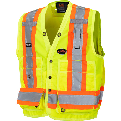 6693 Surveyor's Safety Vest, High Visibility Lime-Yellow, 4X-Large, Polyester Superchem Industries