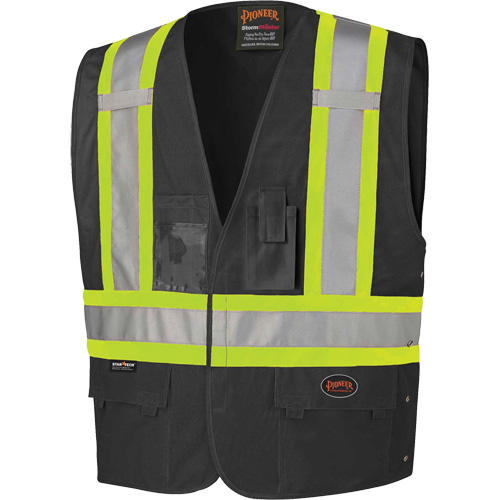135 Safety Vest with Adjustable Sides, Black, Large/X-Large, Polyester Superchem Industries