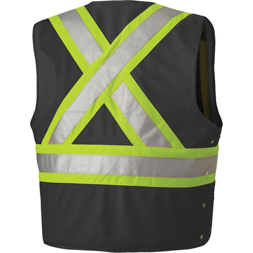 135 Veste de s&eacute;curit&eacute; avec c&ocirc;t&eacute;s r&eacute;glables, Noir, 2T-Grand/3T-Grand, Polyester Superchem Industries