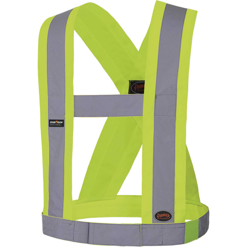 5492 Bretelles de s&eacute;curit&eacute; r&eacute;glable de 4" de large, R&eacute;pond ou surpasse la norme CSA Z96 classe 2 - niveau 2, Jaune lime haute visibilit&eacute;, Couleur r&eacute;fl&eacute;chissante Argent, Taille unique Superchem Industries