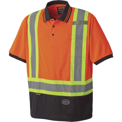 6986 Bird's-Eye Safety Polo Shirt, Polyester, Small, High Visibility Orange Superchem Industries