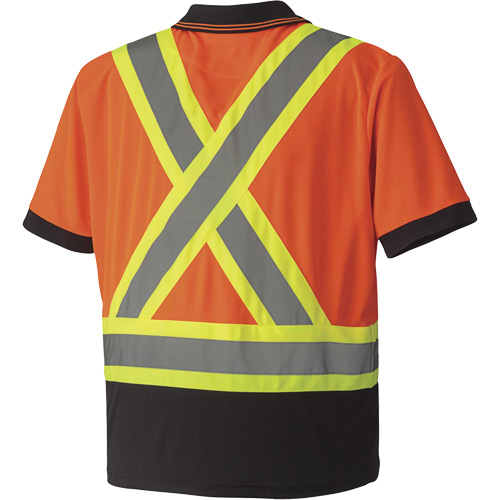 6986 Bird's-Eye Safety Polo Shirt, Polyester, Small, High Visibility Orange Superchem Industries