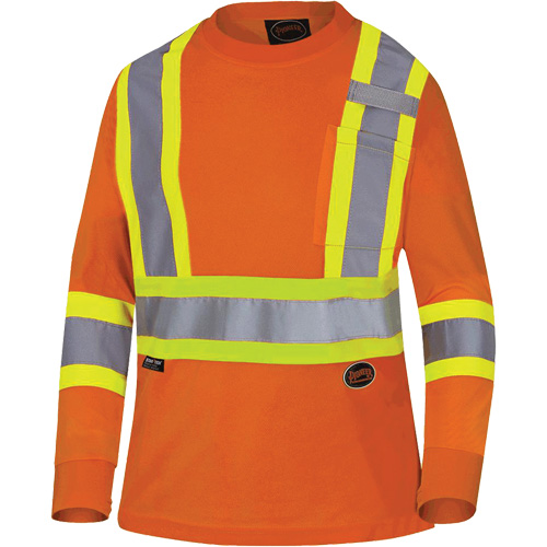 6968 Bird's-Eye Women's Safety T-Shirt, Polyester, X-Small, High Visibility Orange Superchem Industries