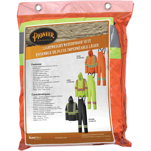 5598 Combinaison de pluie imperm&eacute;able et l&eacute;g&egrave;re, Polyester/PVC, Petit, Orange haute visibilit&eacute; Superchem Industries