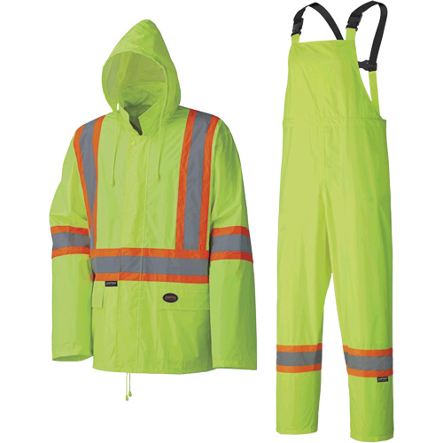 5599 Combinaison de pluie imperm&eacute;able et l&eacute;g&egrave;re, Polyester/PVC, T-petit, Jaune lime haute visibilit&eacute; Superchem Industries