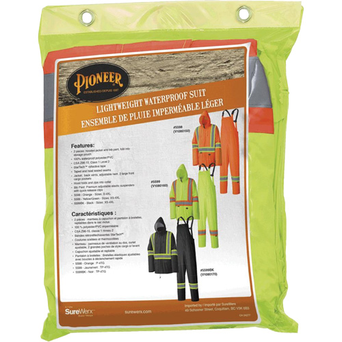 5599 Combinaison de pluie imperm&eacute;able et l&eacute;g&egrave;re, Polyester/PVC, T-petit, Jaune lime haute visibilit&eacute; Superchem Industries