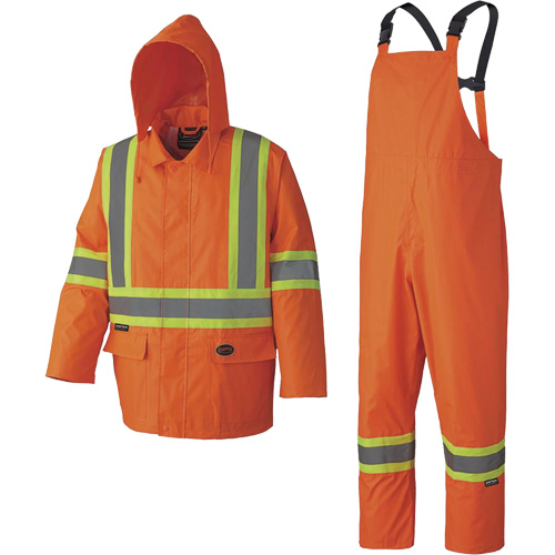 5608 Combinaison de pluie imperm&eacute;able 210D, Polyester/PVC, Petit, Orange haute visibilit&eacute; Superchem Industries