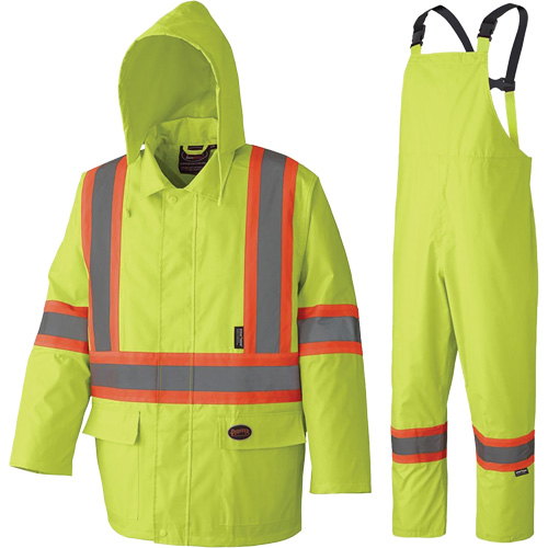 5609 Combinaison de pluie imperm&eacute;able 210D, Polyester/PVC, T-petit, Jaune lime haute visibilit&eacute; Superchem Industries