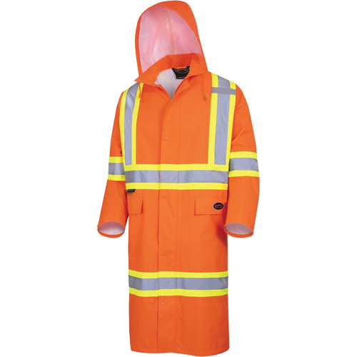5630 The Rock 300D Waterproof Long Coat, Polyester, Small, High Visibility Orange Superchem Industries