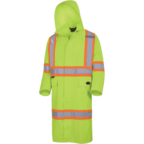5631 The Rock 300D Waterproof Long Coat, Polyester, Small, High Visibility Lime-Yellow Superchem Industries