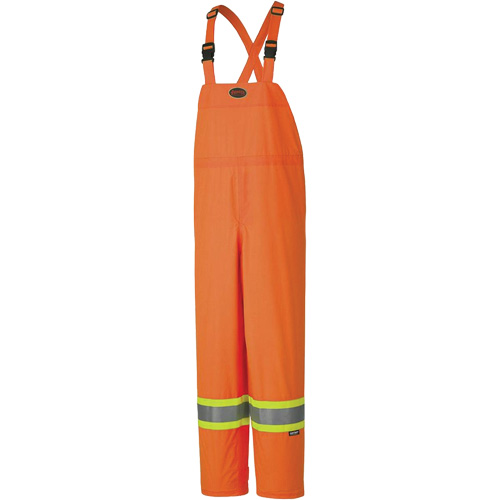 5595 150D Lightweight Waterproof Safety Bib Pants, Polyester, Large, High Visibility Orange Superchem Industries
