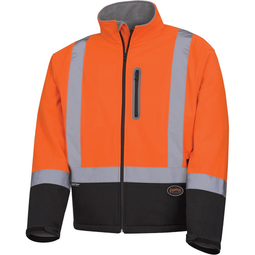5679 Mechanical-Strength Softshell Safety Jacket, Black/High Visibility Orange, Small Superchem Industries