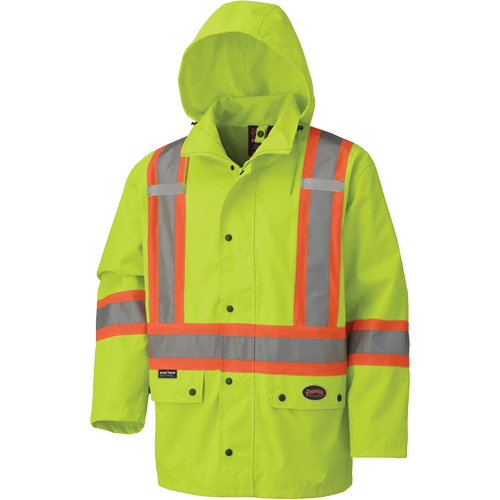 5585A 450D Waterproof Safety Jacket with Detachable Hood, Polyester, High Visibility Lime-Yellow, X-Small Superchem Industries