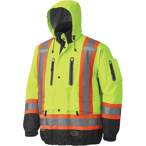 5201 Premium Breathable Waterproof Jacket, Polyester, Black/High Visibility Lime-Yellow, Large Superchem Industries