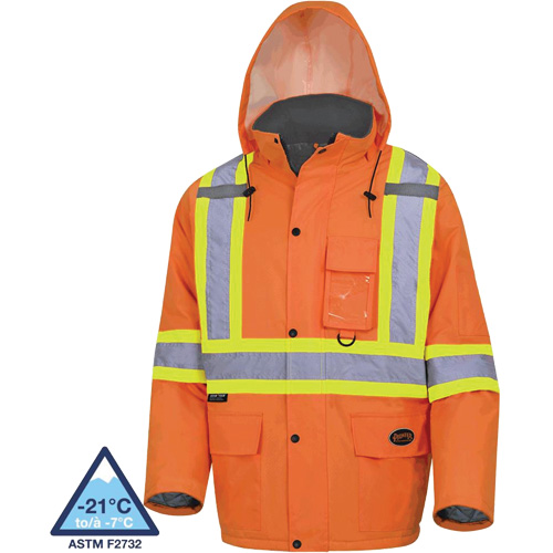 5030 Waterproof Quilted Safety Parka, High Visibility Orange, Small Superchem Industries