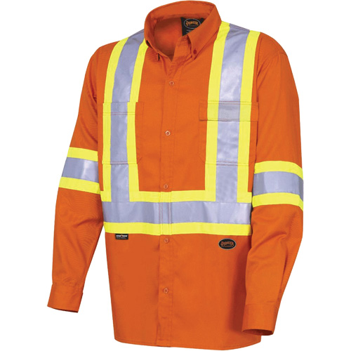 4441 Chemise de s&eacute;curit&eacute; &agrave; manches longues ultra respirante, Coton, Petit, Orange haute visibilit&eacute; Superchem Industries
